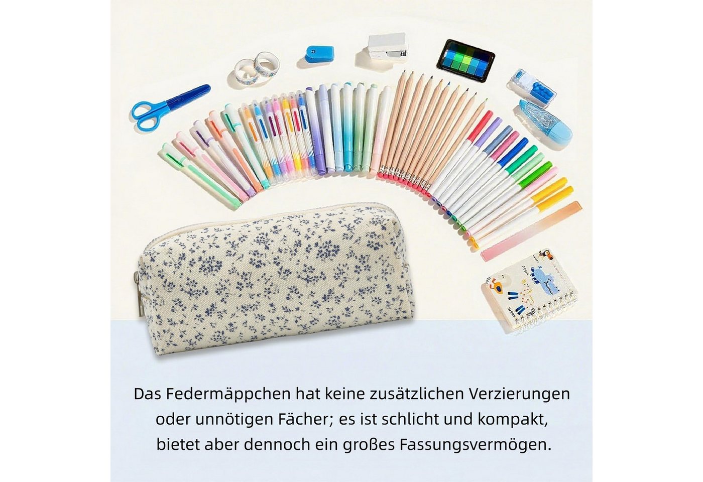 FOUORTUNATE-BEE Federmäppchen Federmäppchen Blumenmuster mit Reißverschluss Stifte Etui Schule, Stifte Etui Blumen Federtasche Kosmetiktasche Büro Reise Damen