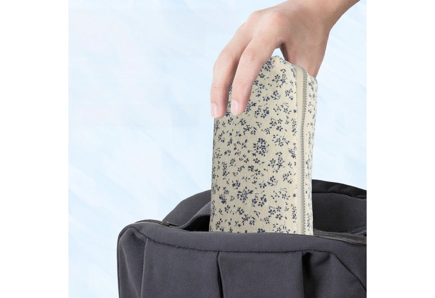 FOUORTUNATE-BEE Federmäppchen Federmäppchen Blumenmuster mit Reißverschluss Stifte Etui Schule, Stifte Etui Blumen Federtasche Kosmetiktasche Büro Reise Damen Bild 2