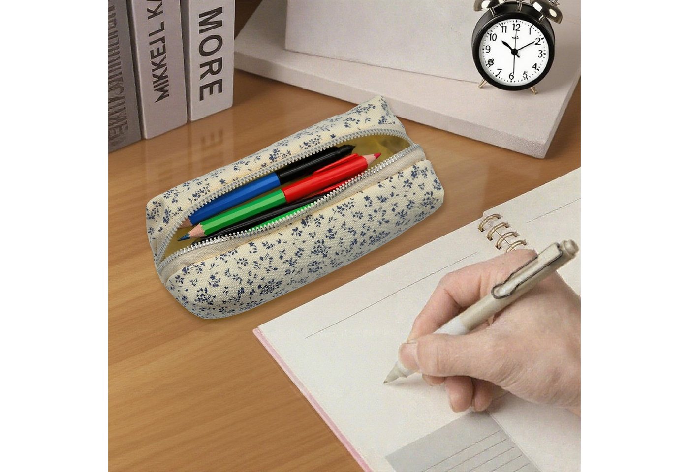 FOUORTUNATE-BEE Federmäppchen Federmäppchen Blumenmuster mit Reißverschluss Stifte Etui Schule, Stifte Etui Blumen Federtasche Kosmetiktasche Büro Reise Damen Bild 3