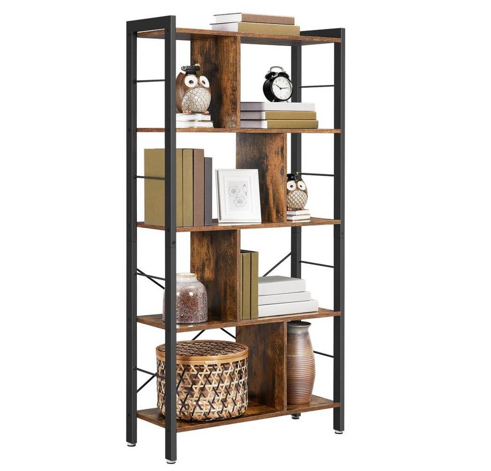 VASAGLE Bücherregal Regal, großes Bücherregal und Büroregal mit 5 Ebenen, freistehendes Aufbewahrungsregal mit Metallgestell Bild 3