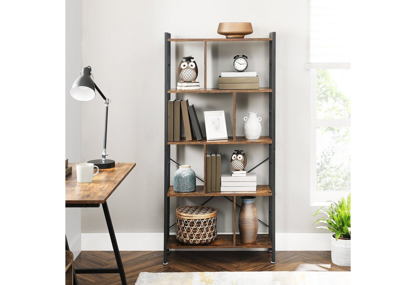 VASAGLE Bücherregal Regal, großes Bücherregal und Büroregal mit 5 Ebenen, freistehendes Aufbewahrungsregal mit Metallgestell Bild 5