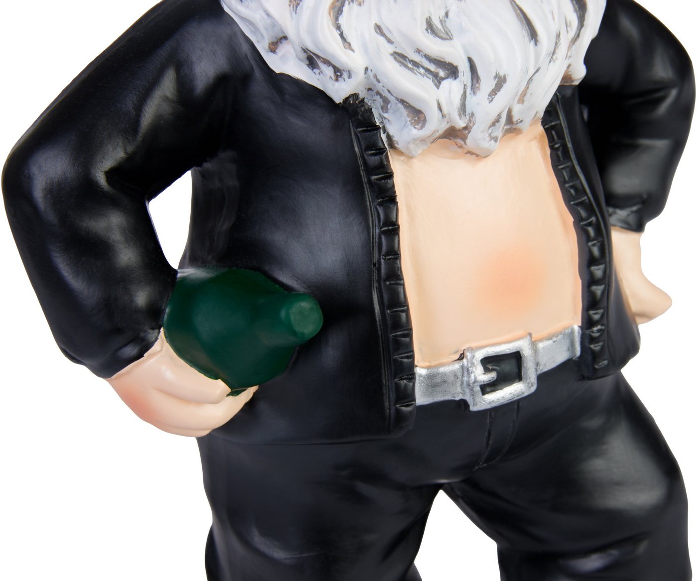 BRUBAKER Gartenzwerg Biker Zwerg Schwarz - Gartenfigur Lustig - 24 cm Dekoration Wetterfest, (1 St), Gartendeko Rocker Mann für Garten Campingplatz Bild 2