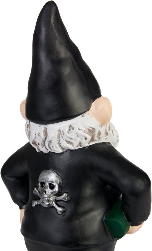 BRUBAKER Gartenzwerg Biker Zwerg Schwarz - Gartenfigur Lustig - 24 cm Dekoration Wetterfest, (1 St), Gartendeko Rocker Mann für Garten Campingplatz Bild 3
