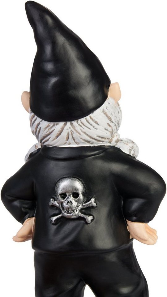 BRUBAKER Gartenzwerg Biker Zwerg Schwarz - Gartenfigur Lustig - 24 cm Dekoration Wetterfest, (1 St), Gartendeko Rocker Frau für Garten Campingplatz Bild 2