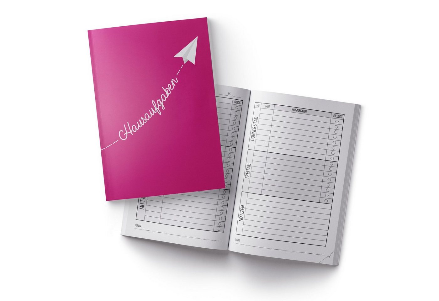 itenga Notizheft itenga Hausaufgabenheft Papierflieger Pink (Motiv 17) DIN A5, 96 Seite