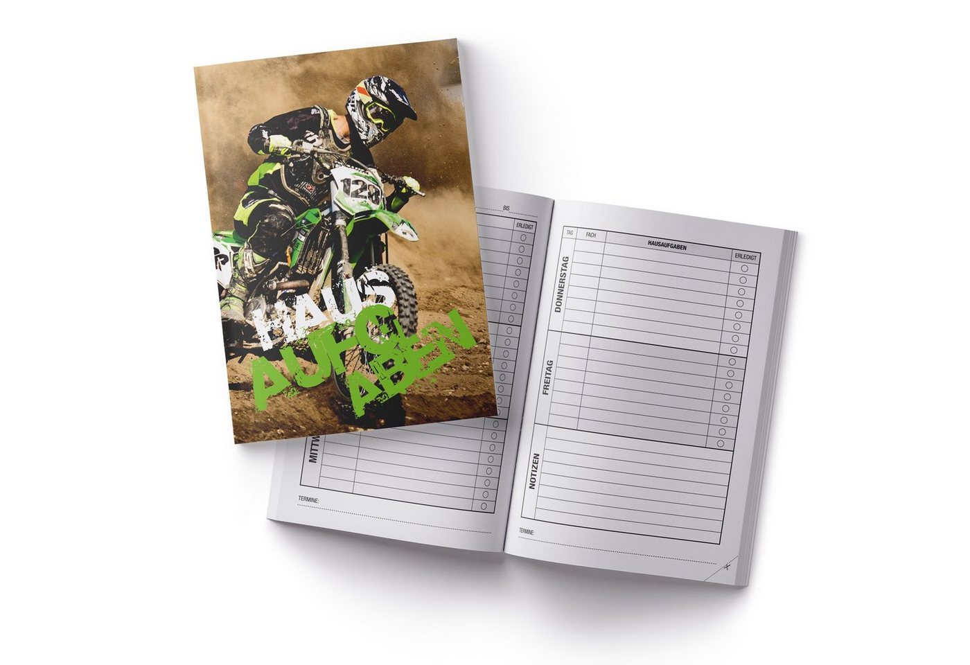 itenga Notizheft itenga Hausaufgabenheft Motocross (Motiv 35) DIN A5, 96 Seiten