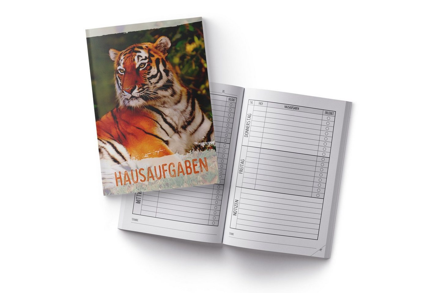 itenga Notizheft itenga Hausaufgabenheft Tiger (Motiv 27) DIN A5, 96 Seiten