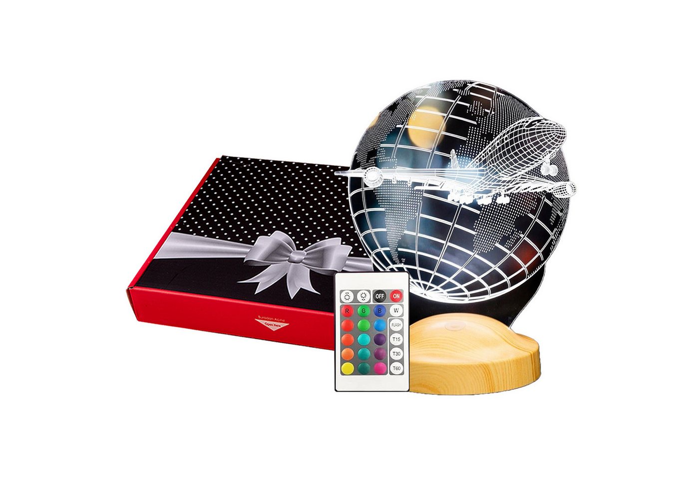 Geschenkelampe LED Nachttischlampe 3D Passagierflugzeug Reiseflugzeug Geschenke für Weltreisende, Leuchte 7 Farben fest integriert, Geschenk für Berufseinstieg, Piloten, Freunde, Kollege, Flugzeugliebhaber