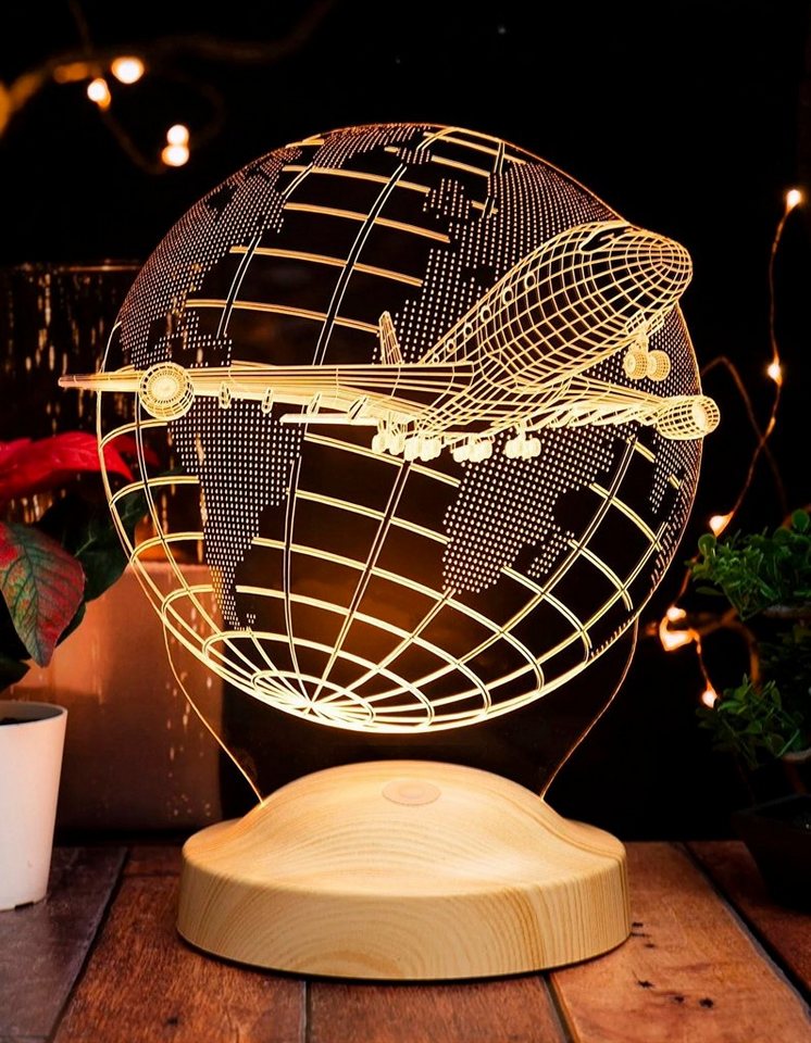 Geschenkelampe LED Nachttischlampe 3D Passagierflugzeug Reiseflugzeug Geschenke für Weltreisende, Leuchte 7 Farben fest integriert, Geschenk für Berufseinstieg, Piloten, Freunde, Kollege, Flugzeugliebhaber Bild 2