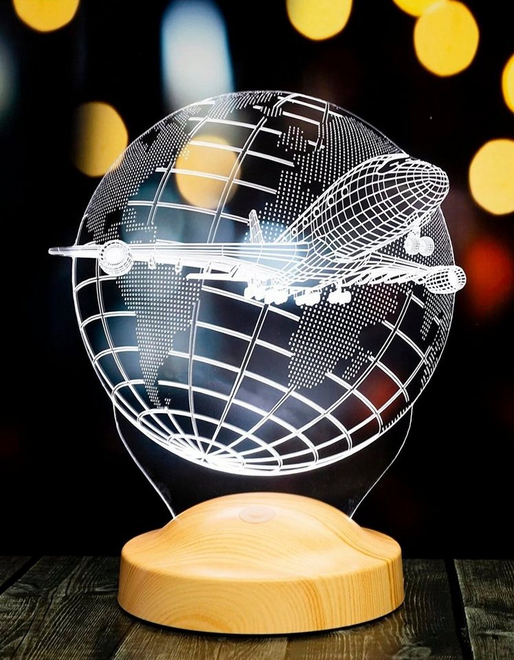Geschenkelampe LED Nachttischlampe 3D Passagierflugzeug Reiseflugzeug Geschenke für Weltreisende, Leuchte 7 Farben fest integriert, Geschenk für Berufseinstieg, Piloten, Freunde, Kollege, Flugzeugliebhaber Bild 3