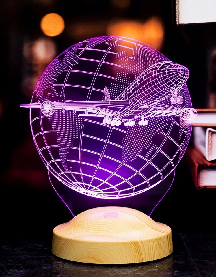 Geschenkelampe LED Nachttischlampe 3D Passagierflugzeug Reiseflugzeug Geschenke für Weltreisende, Leuchte 7 Farben fest integriert, Geschenk für Berufseinstieg, Piloten, Freunde, Kollege, Flugzeugliebhaber Bild 5
