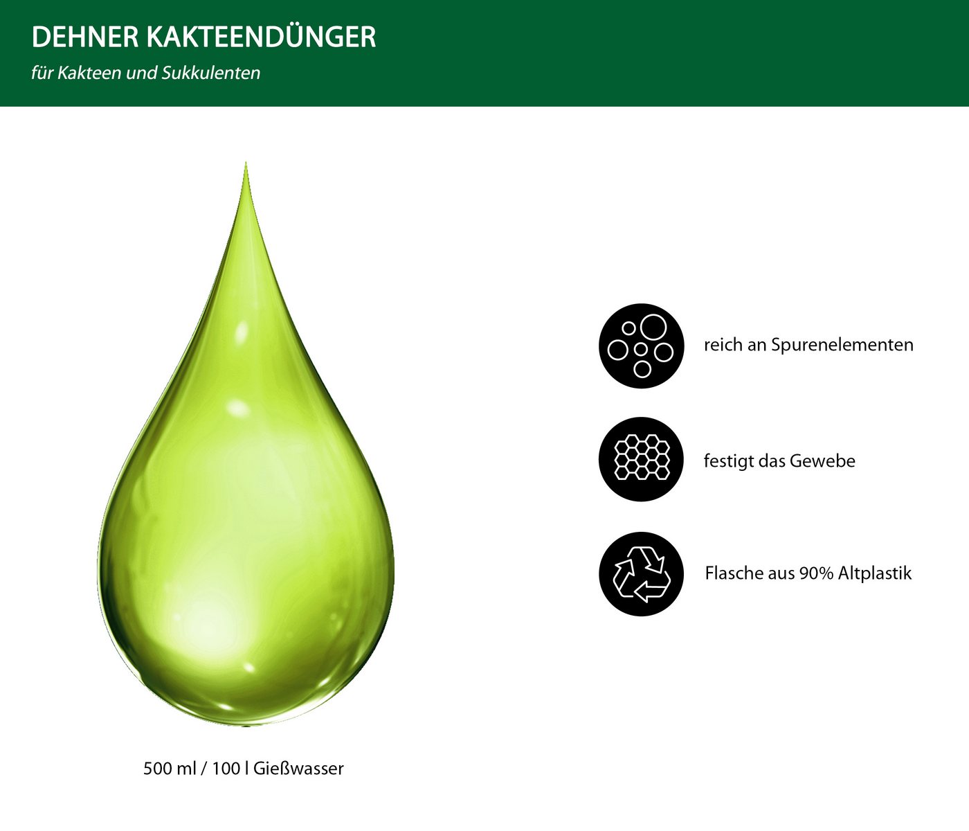 Dehner Blumendünger Kakteendünger, hochwertiger NPK-Dünger, 500 ml, ca 100 l, 100 l Gießwasser, Flüssigdünger, organisch mit Spurennährstoffen Bild 2