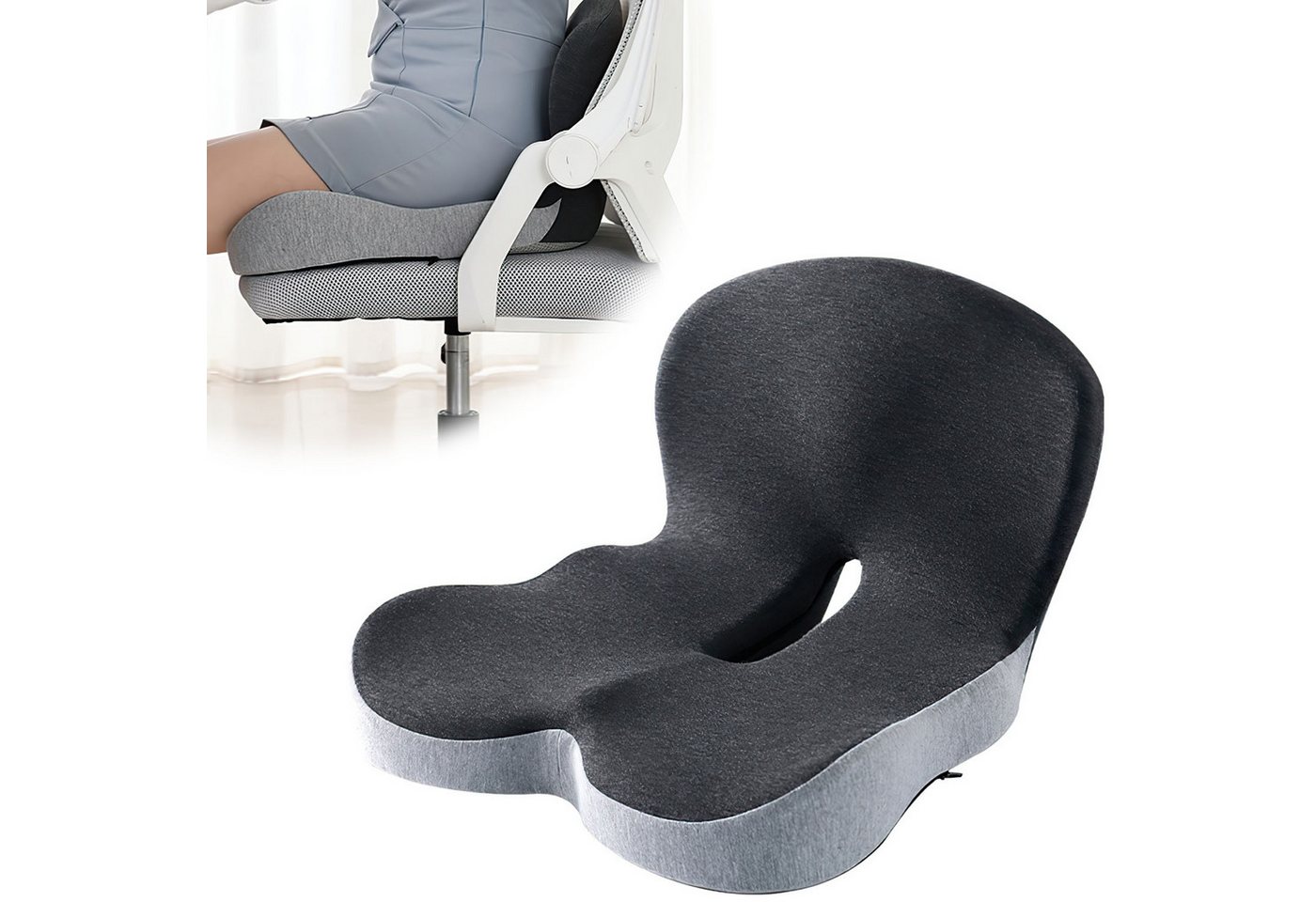 Refined Living Sitzkissen Sitzkissen Ergonomisches Bürostuhl Orthopädisch Mit RückenKissen, Memory-Schaum Lindert Rückenschmerzen Sitzring Steißbein Entlastung Bild 3