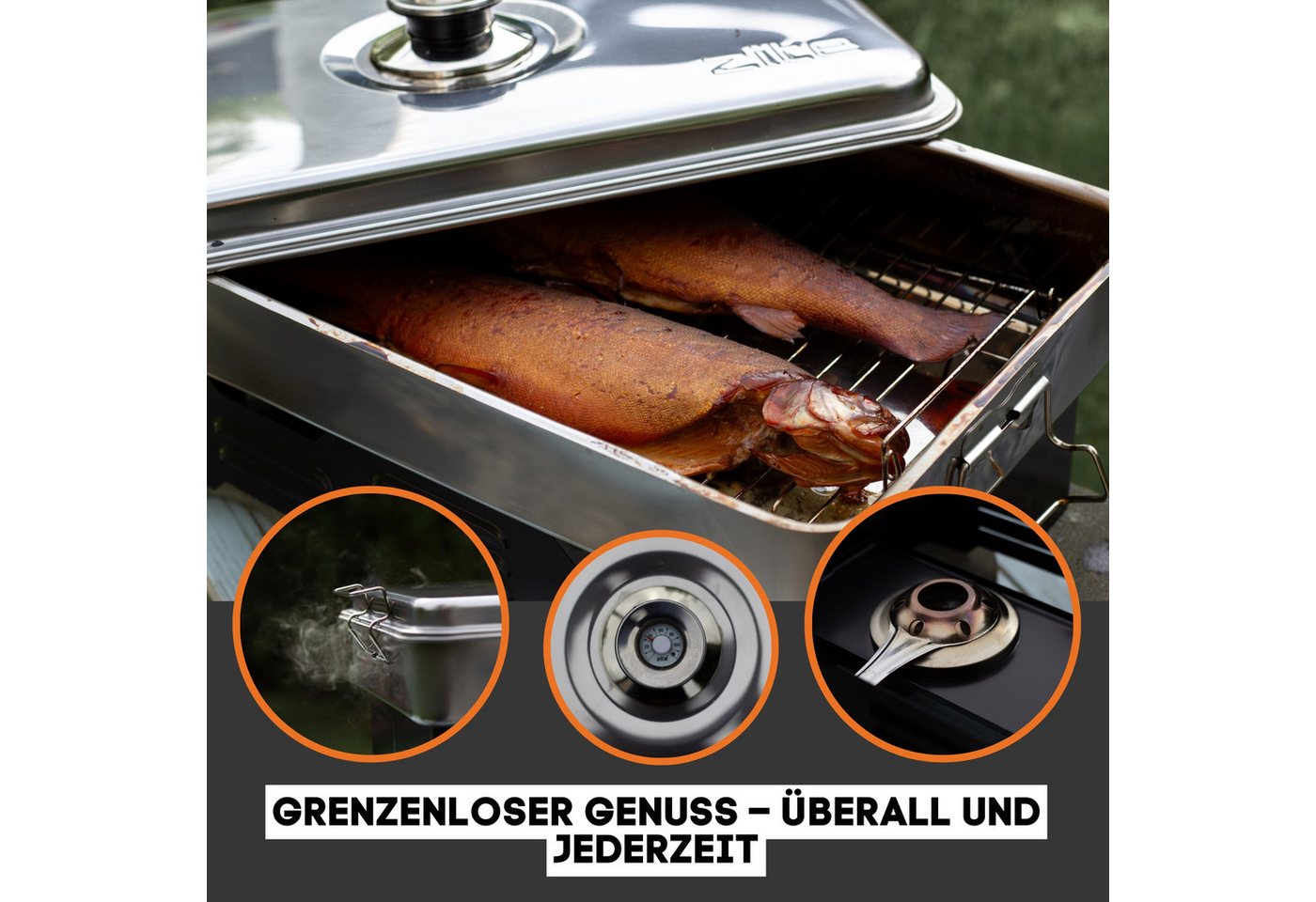 Zite Räucherofen Tisch-Räucherofen aus Edelstahl Räuchermehl, Räucherlake & Brennpaste, XXL Starterset Bild 5