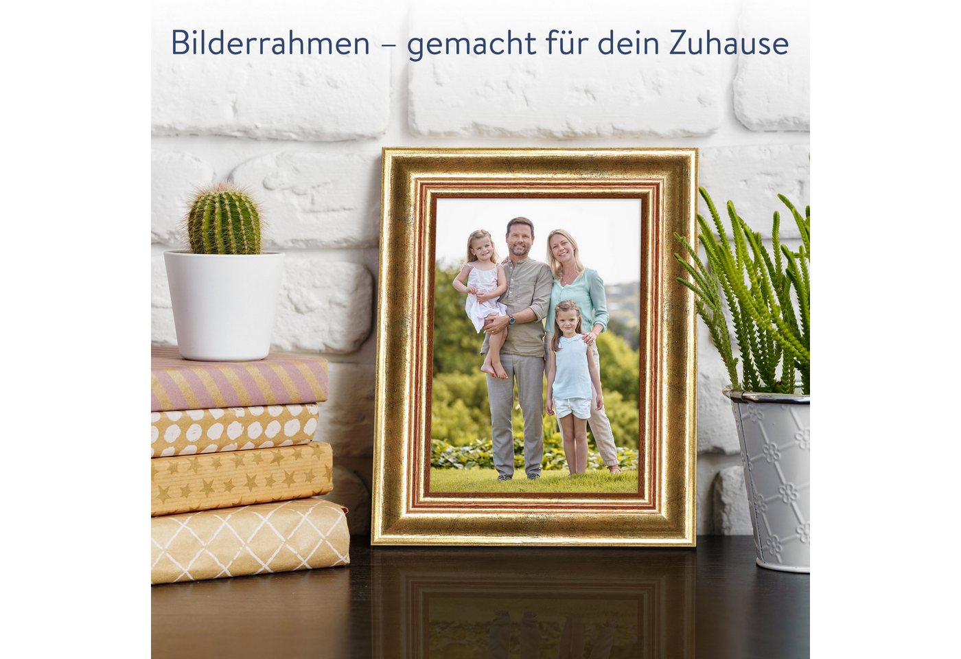 WANDStyle Bilderrahmen H400, Goldener Bilderrahmen 15x20 Holz, Vintage Bilderrahmen Gold 15x20 cm
