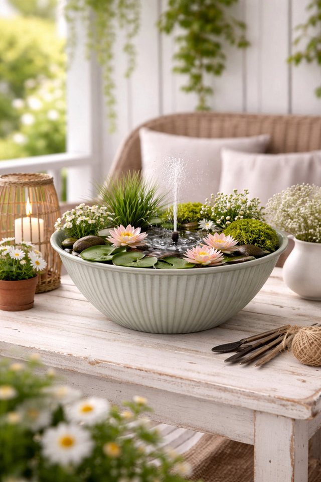 finehomegarden Pflanzschale Schale Metall lackiert hellgrün Wasserwanne Miniteich Teichwanne (1 St), Pflanzschale Garten Dekoschale Ø32+38cm 2Größen wählbar Bild 2