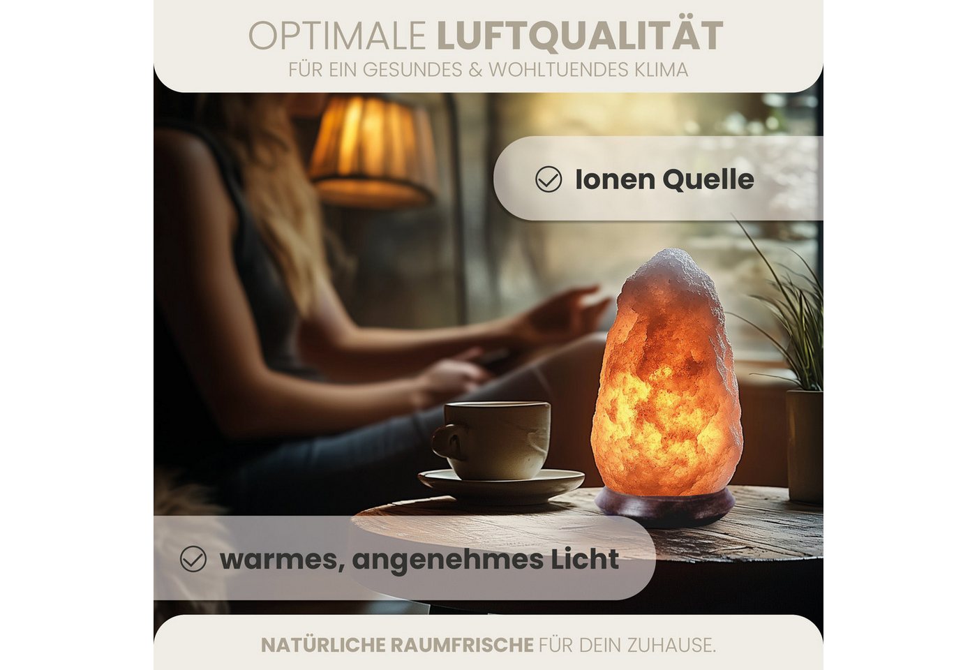 HAF Salzkristall-Tischlampe Rosa Salzlampe Naturform in 3 Größen Salzkristalllampe Fassung + Birne, Leuchtmittel wechselbar, Warmweiß/Rosa, Handgefertigt - jeder Stein ein Unikat Bild 3