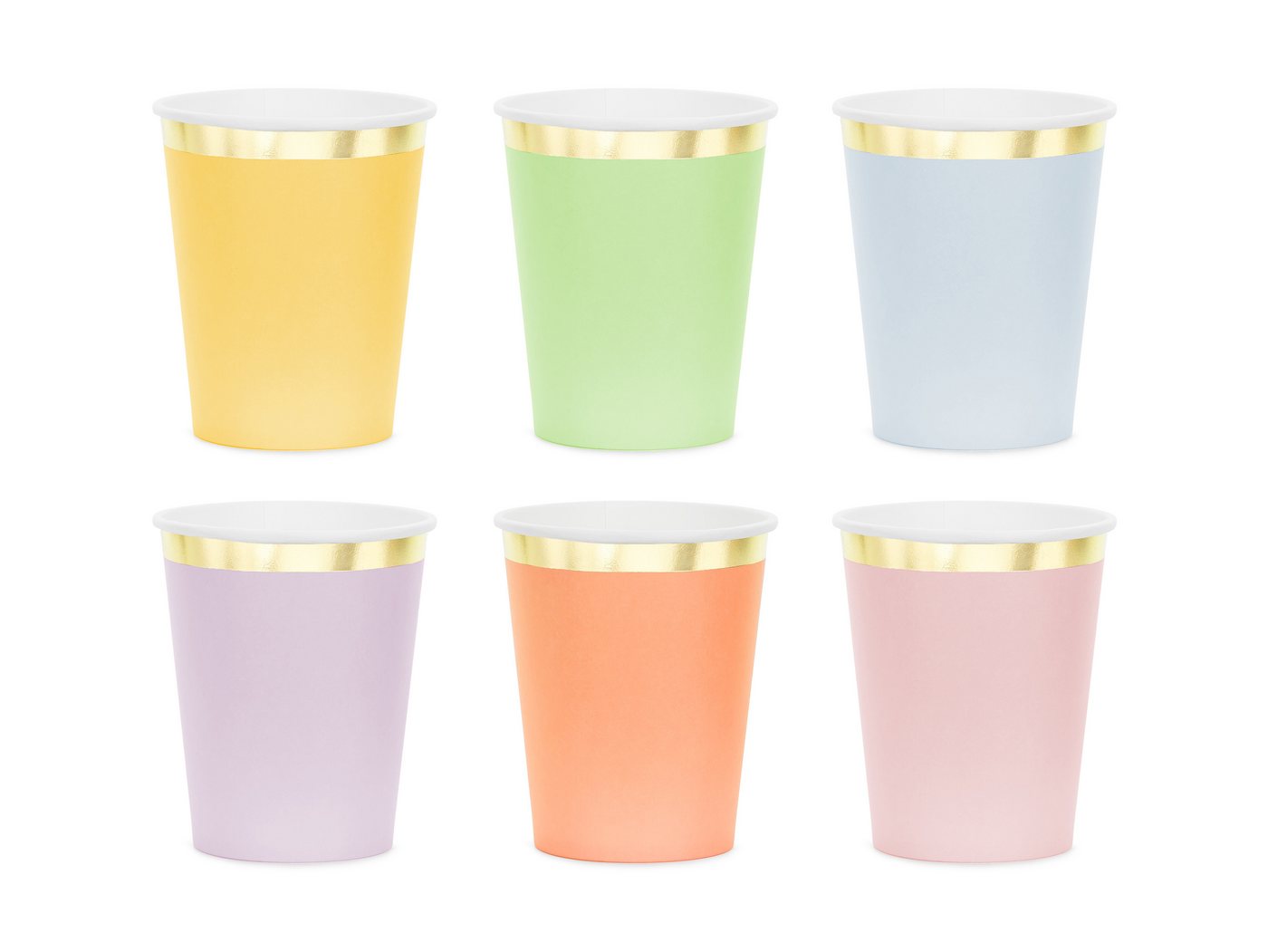 partydeco Becher, Papier, Pappbecher 220ml mit Goldrand 6er Set Bunt Pastell / Gold Bild 3