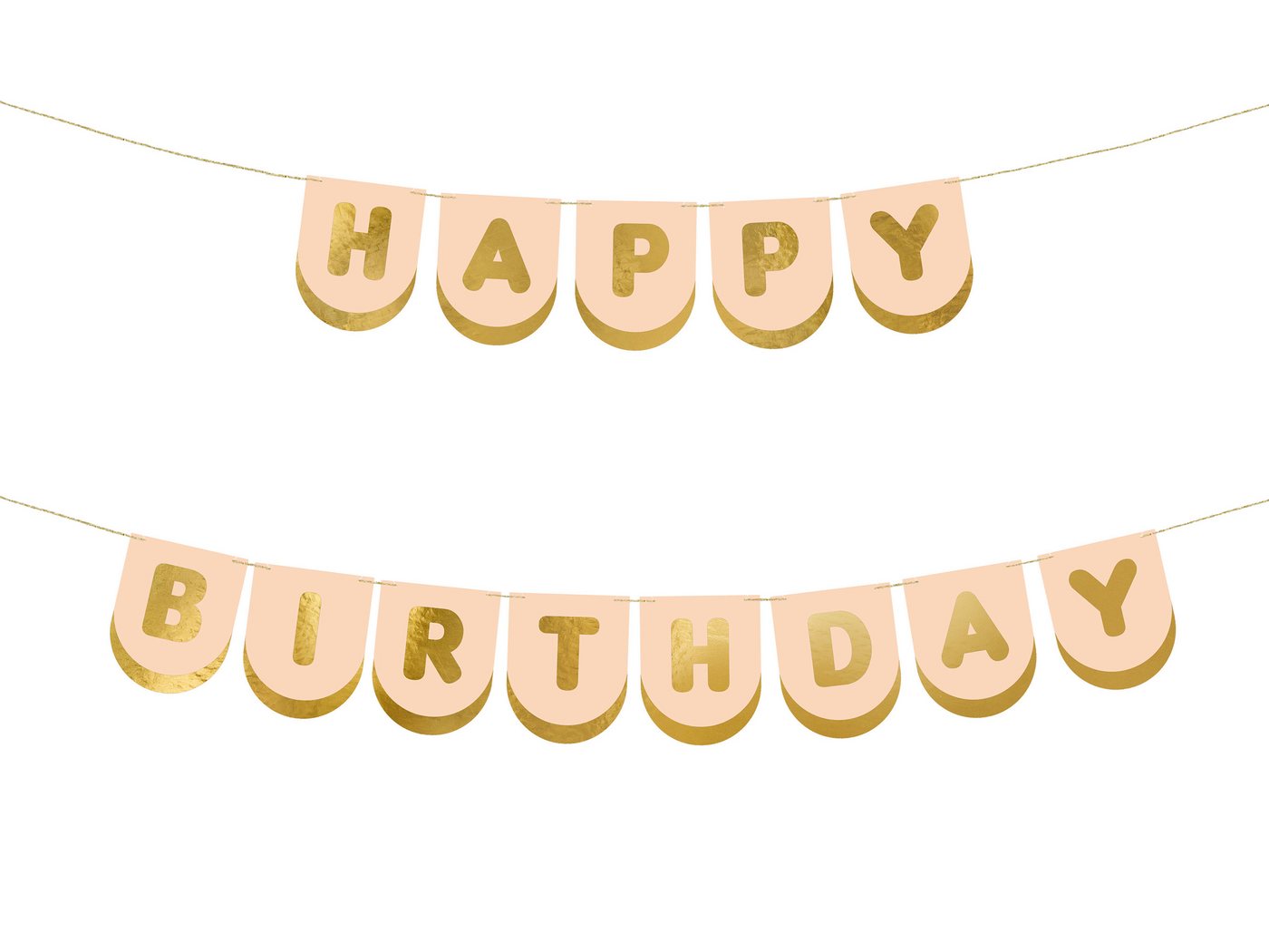partydeco Girlande, Happy Birthday Girlande 13x150cm Banner Rosa / Gold Bild 3