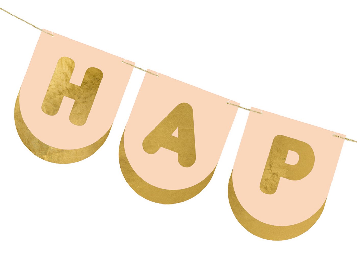 partydeco Girlande, Happy Birthday Girlande 13x150cm Banner Rosa / Gold Bild 4