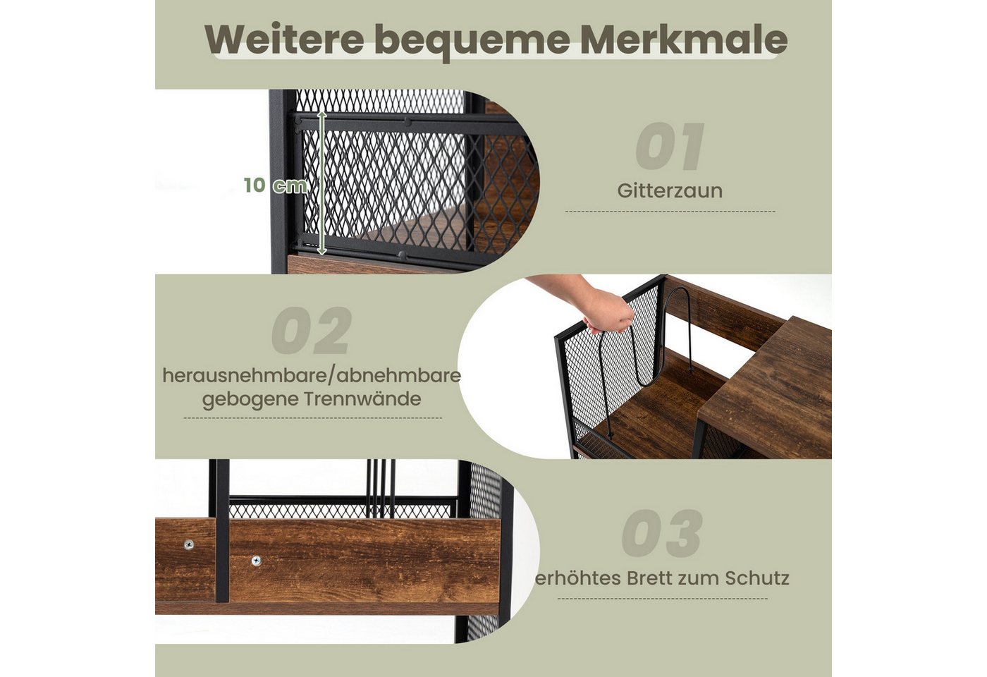 KOMFOTTEU Regal, 3-stöckiger Plattenspielerständer, Plattenregal mit Stauraum Bild 5