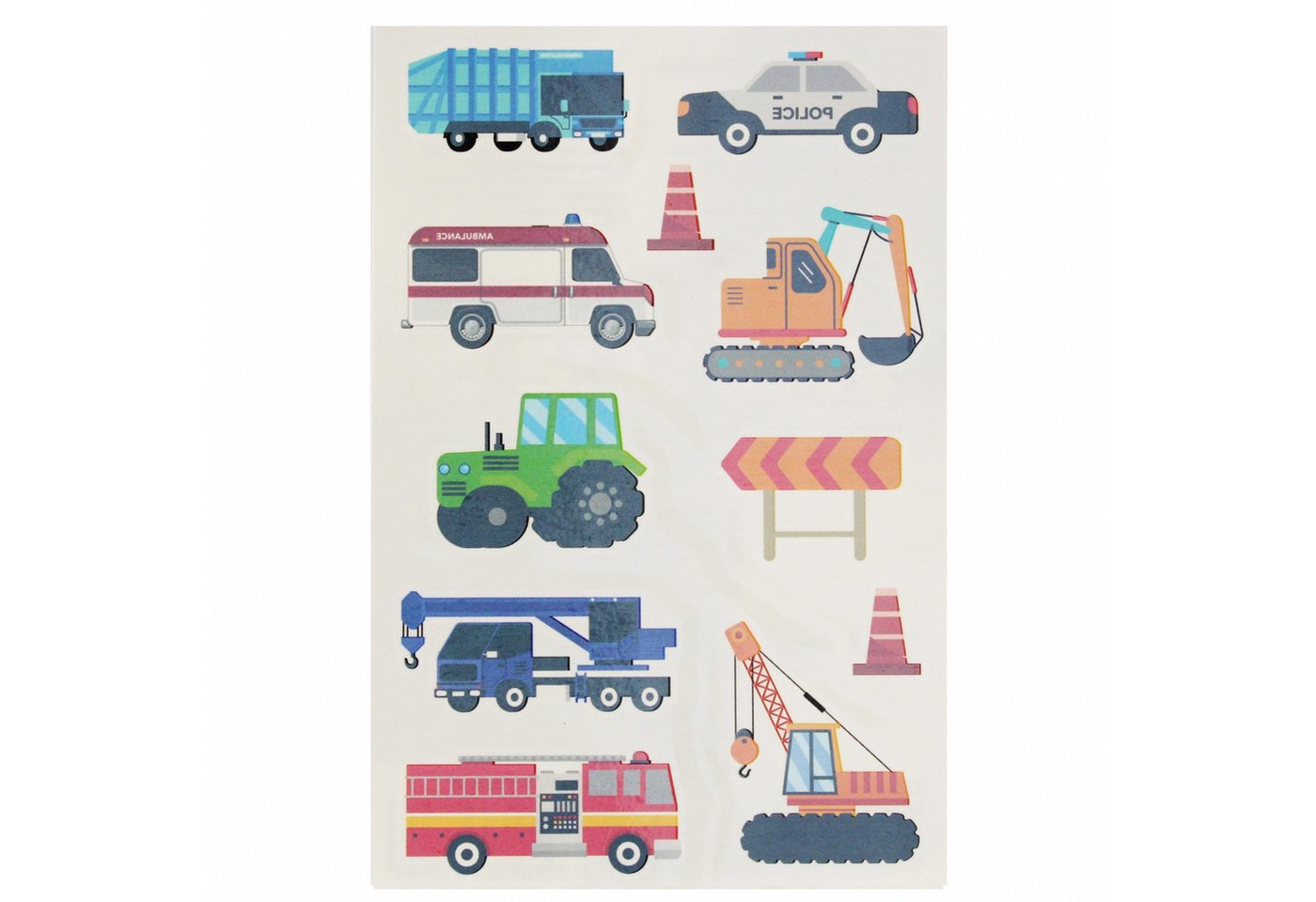 Sarcia.eu Stickerbuch Tattoo-Set Fahrzeuge für Kinder, 30 waschbare Tattoos, 3 Blätter