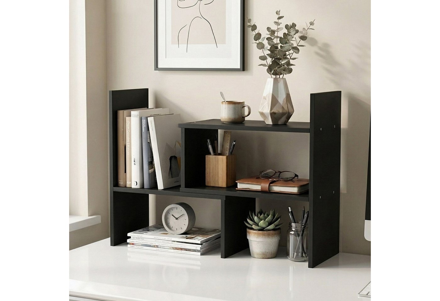 Youyijia Bücherregal Bücherregal Verstellbar Ausziehbar Standregal Schreibtisch-Organizer