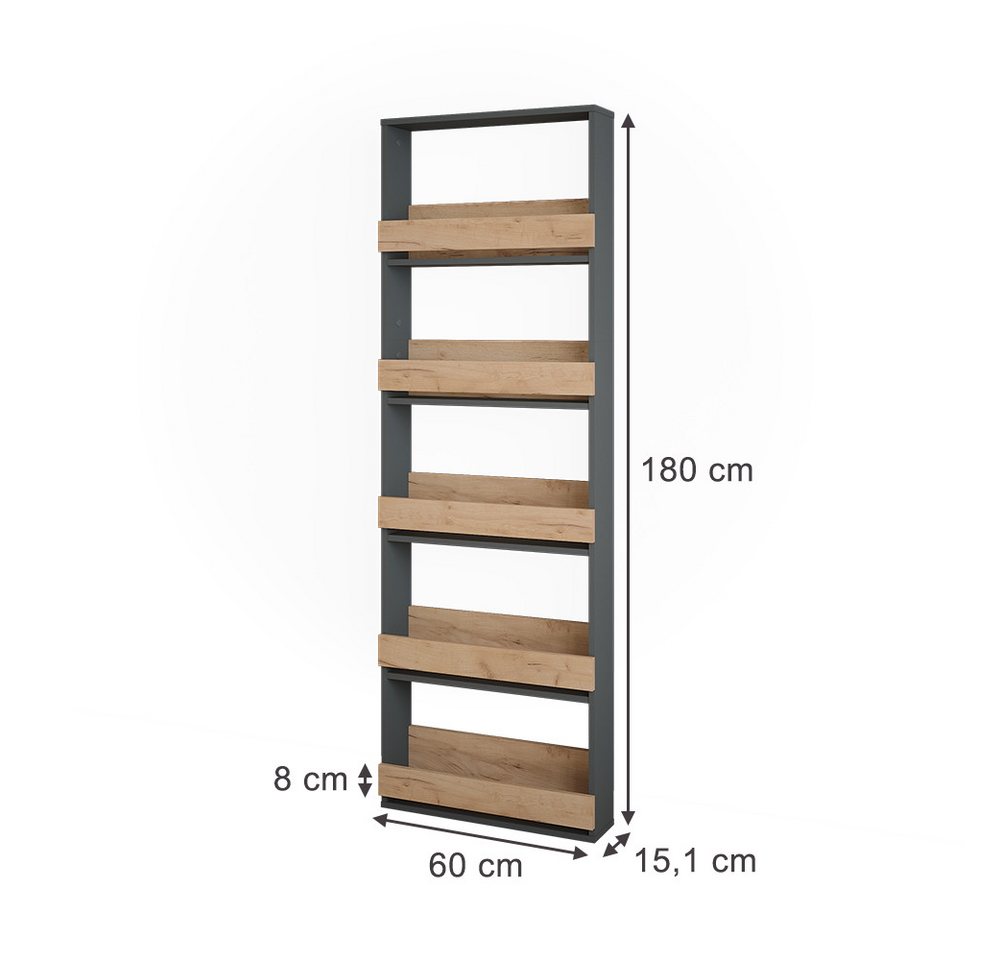 Vicco Weinregal Repose, Goldkraft Eiche/Anthrazit, 60 x 180 cm, 1-tlg. Bild 2