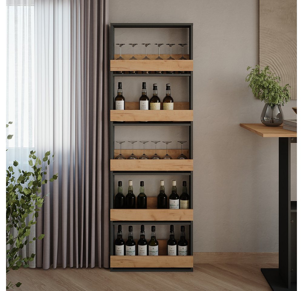Vicco Weinregal Repose, Goldkraft Eiche/Anthrazit, 60 x 180 cm, 1-tlg. Bild 3