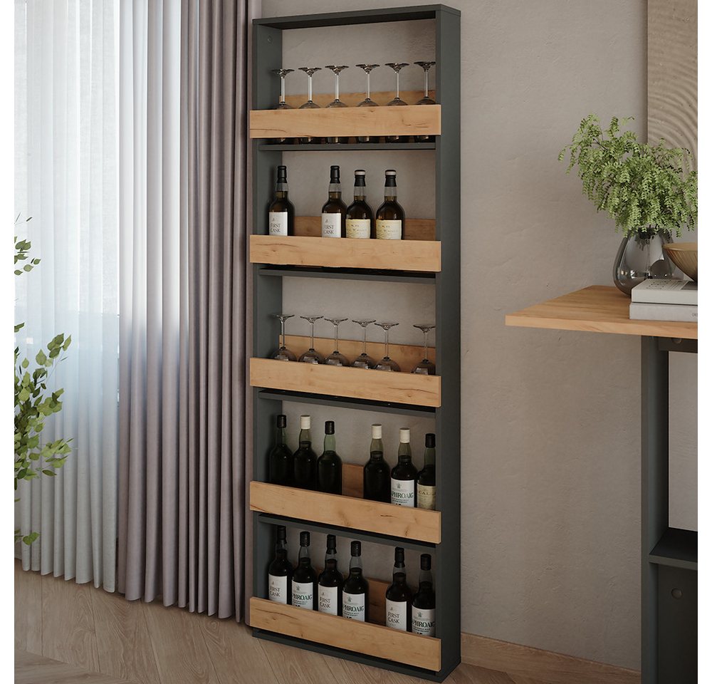 Vicco Weinregal Repose, Goldkraft Eiche/Anthrazit, 60 x 180 cm, 1-tlg. Bild 4