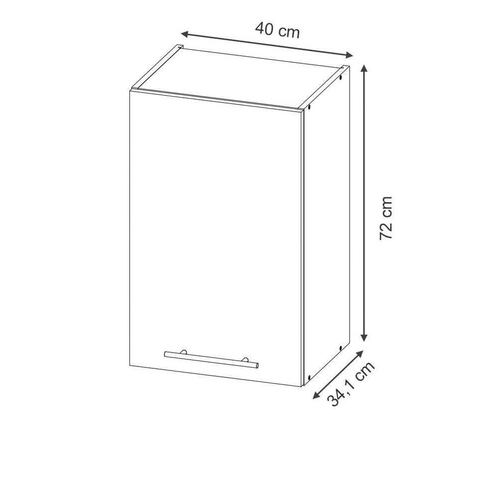 Vicco Hängeschrank Fame-Line, Dunkelgrau/Goldkraft Eiche, 40 cm (1-St)