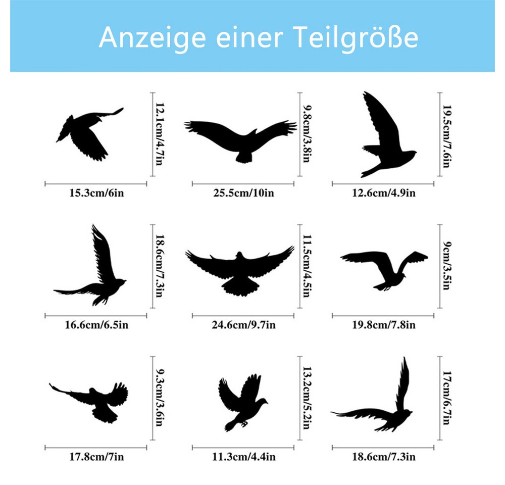 TUWENA Aufkleber Fensteraufkleber Vogelschutz, 37 Stück Vogelaufkleber für Fenster Bild 2