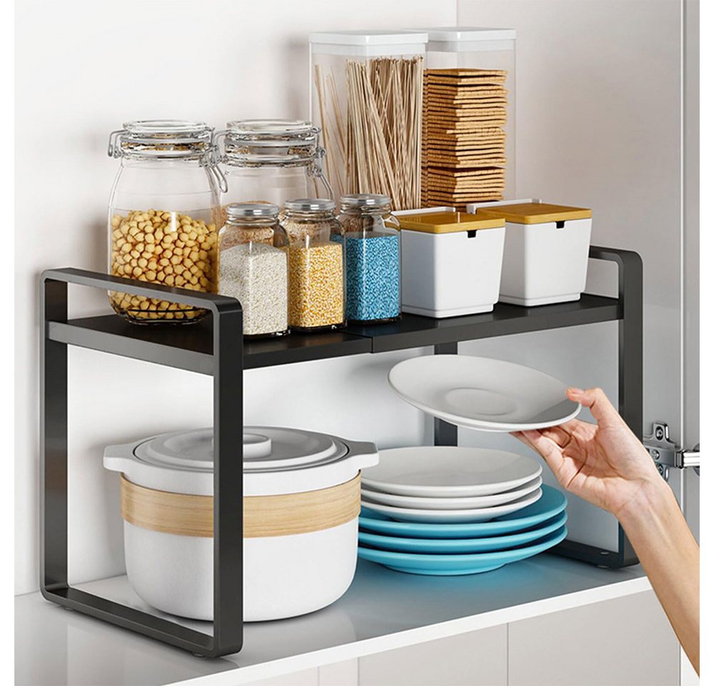 TUWENA Küchenregal Erweiterbarer Küchenregal Organizer, Küchengewürzregal Schrankregal, Schrankregal Ausziehbares 36-64cm, Ideal Tischregal oder Gewürzregal