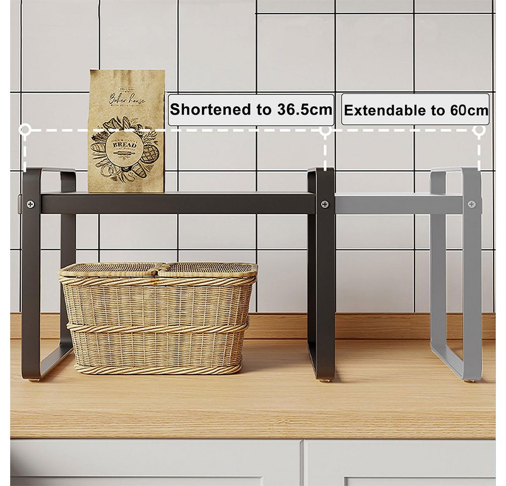 TUWENA Küchenregal Erweiterbarer Küchenregal Organizer, Küchengewürzregal Schrankregal, Schrankregal Ausziehbares 36-64cm, Ideal Tischregal oder Gewürzregal Bild 2