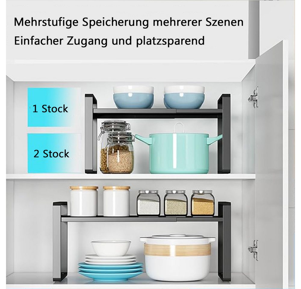 TUWENA Küchenregal Erweiterbarer Küchenregal Organizer, Küchengewürzregal Schrankregal, Schrankregal Ausziehbares 36-64cm, Ideal Tischregal oder Gewürzregal Bild 5