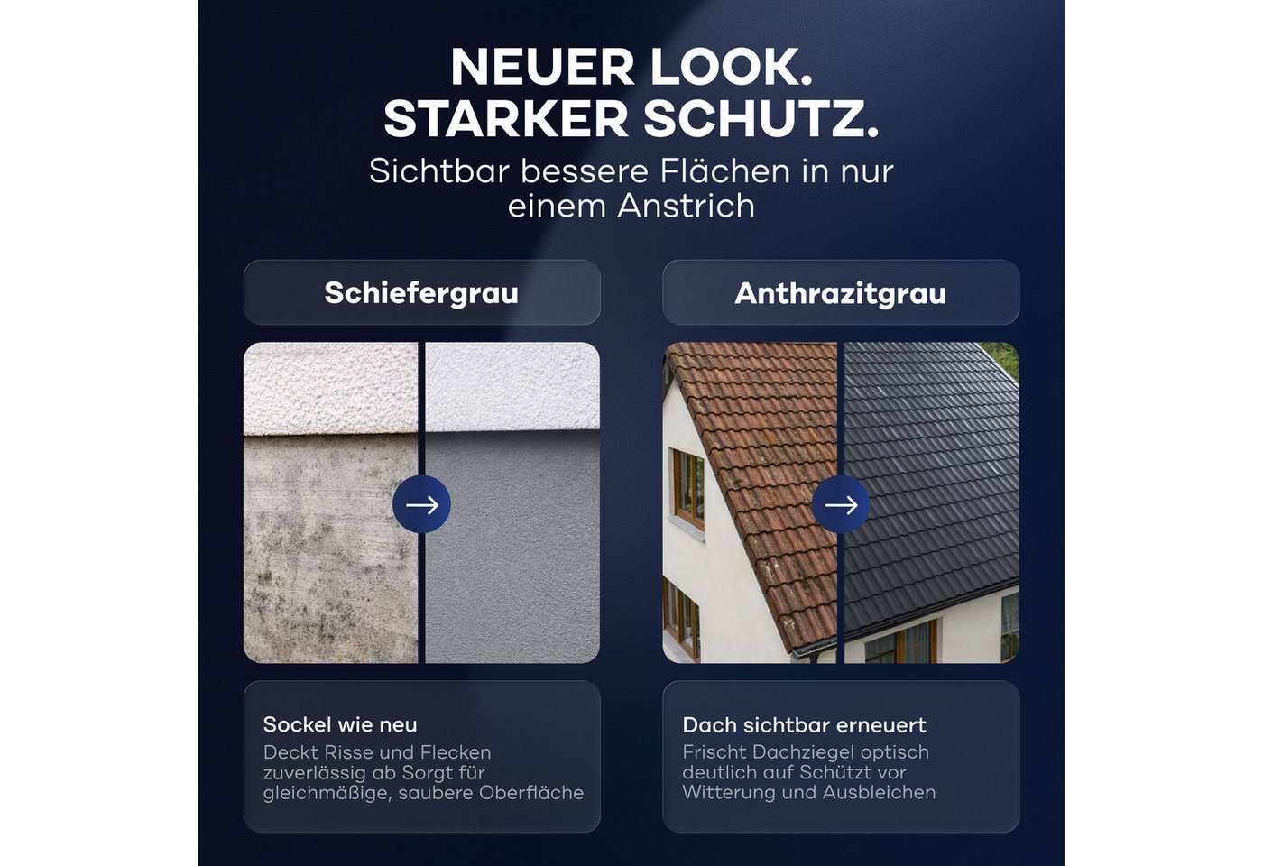 plid Dach- und Sockelfarbe Sockel- & Dachfarbe – Matte Fassadenfarbe mit Abperleffekt, Wetterfest, UV-beständig, Hochdeckend, Vielseitig, Scheuerbeständig Bild 2