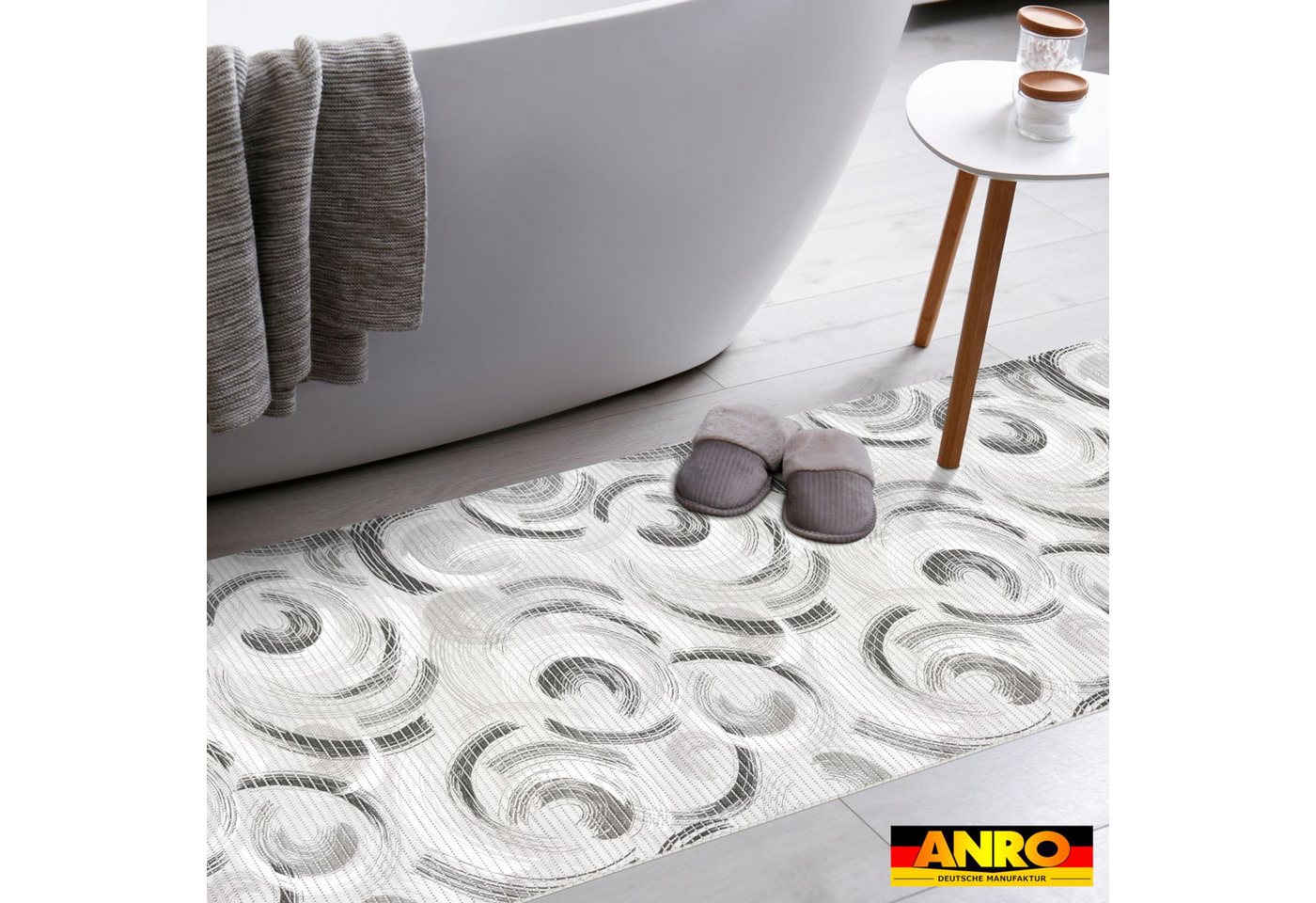 ANRO Schaum-Badematte pflegeleicht Kreis rutschfeste Duschmatte mit Drainage, Höhe 5 mm, schnelltrocknend, Drainage, hält die füße warm, isolierend, Kunststoff, Rechteckig, Weichschaummatte 100x65cm Rechteckig RAW Grau Bild 3