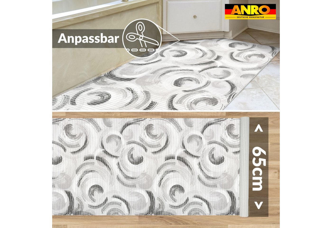 ANRO Schaum-Badematte pflegeleicht Kreis rutschfeste Duschmatte mit Drainage, Höhe 5 mm, schnelltrocknend, Drainage, hält die füße warm, isolierend, Kunststoff, Rechteckig, Weichschaummatte 100x65cm Rechteckig RAW Grau Bild 5