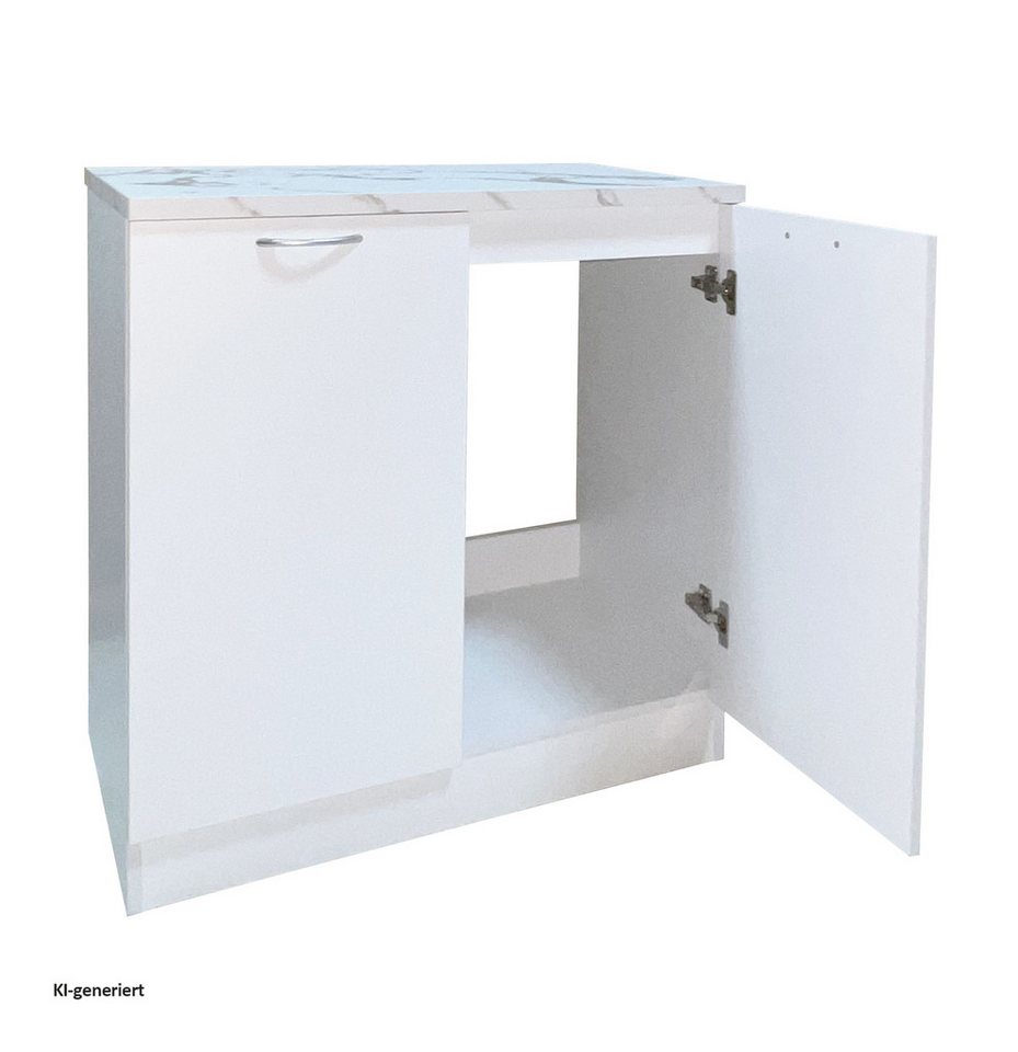 HTI-Living Spülenunterschrank Spülenunterschrank Jenna Weiß 80 cm (1 Stück, 1-St., 1 Spülenunterschrank) Modular erweiterbar, modernes Design, Arbeitsplatte Marmoroptik