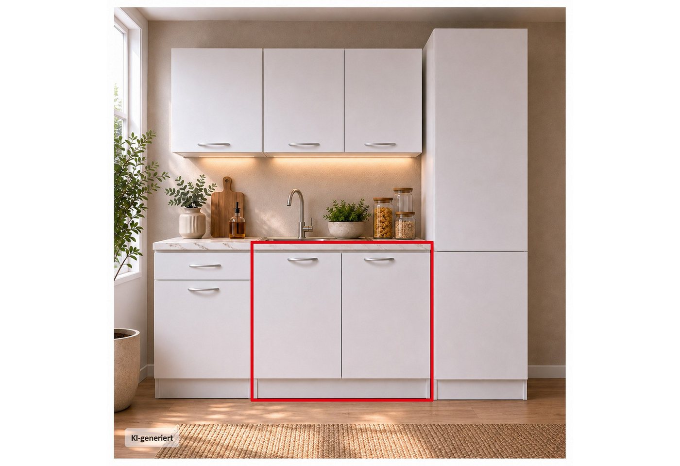 HTI-Living Spülenunterschrank Spülenunterschrank Jenna Weiß 80 cm (1 Stück, 1-St., 1 Spülenunterschrank) Modular erweiterbar, modernes Design, Arbeitsplatte Marmoroptik Bild 2
