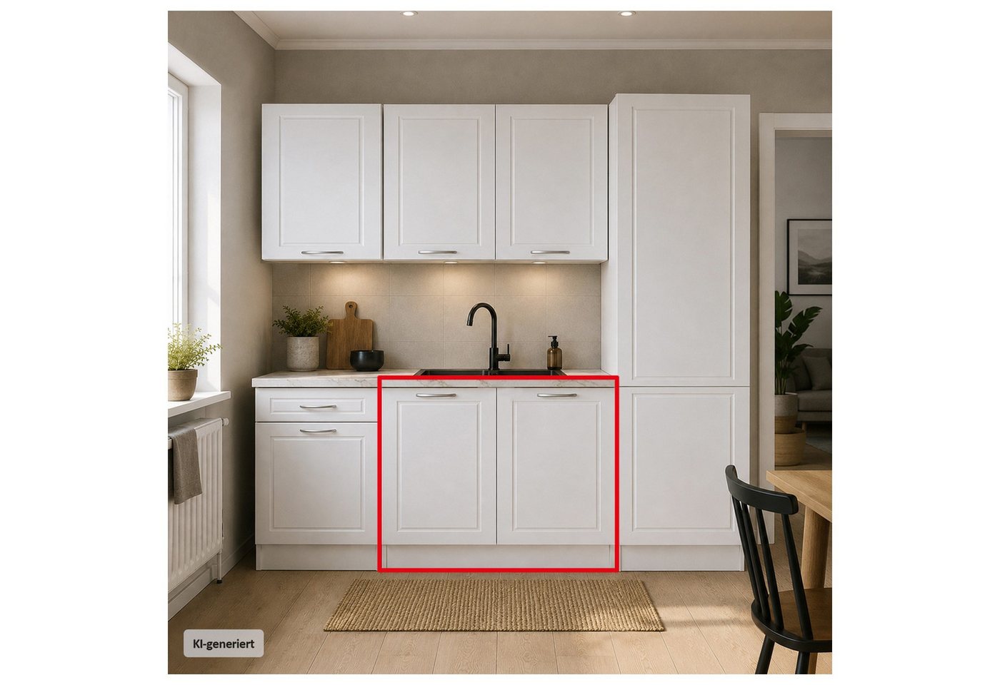 HTI-Living Spülenunterschrank Spülenunterschrank Jenna Country Weiß 80 cm (1 Stück, 1-St., 1 Spülenunterschrank) Modular erweiterbar, Landhausstil, Arbeitsplatte Marmoroptik