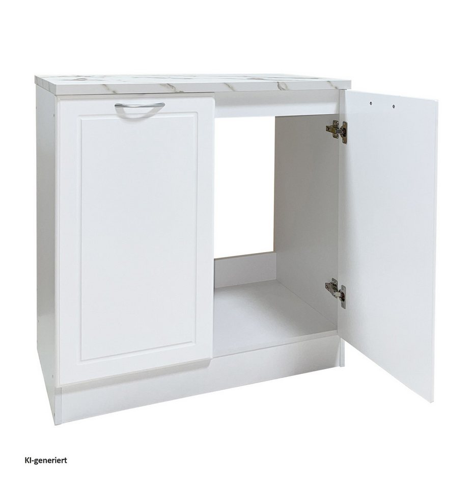HTI-Living Spülenunterschrank Spülenunterschrank Jenna Country Weiß 80 cm (1 Stück, 1-St., 1 Spülenunterschrank) Modular erweiterbar, Landhausstil, Arbeitsplatte Marmoroptik Bild 2