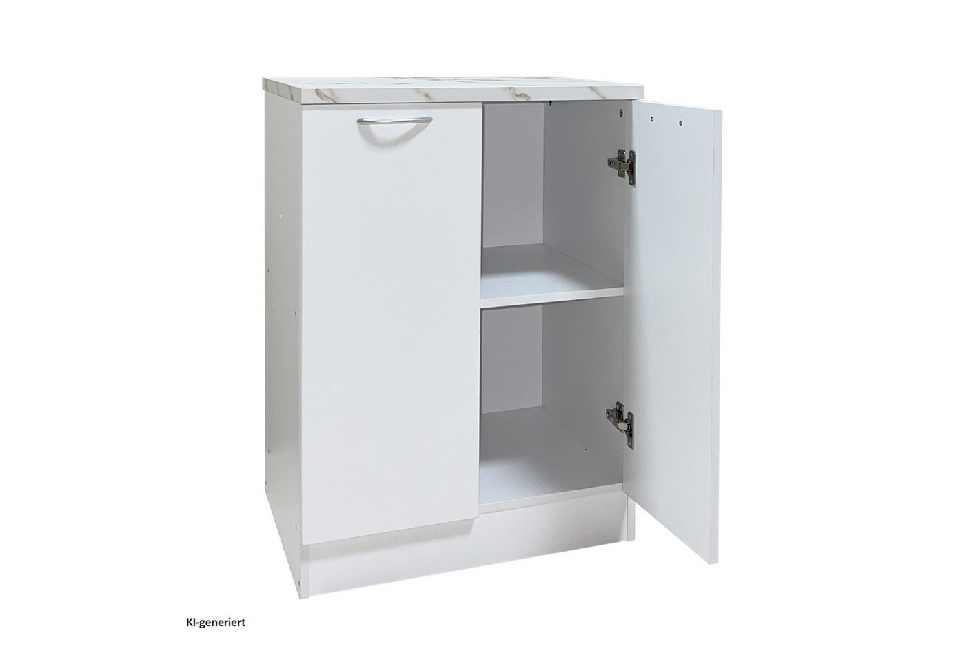 HTI-Living Unterschrank Küchenunterschrank Jenna Weiß 60 cm (1 Stück, 1-St., 1 Küchenunterschrank) Modular erweiterbar, modernes Design, Arbeitsplatte Marmoroptik Bild 3