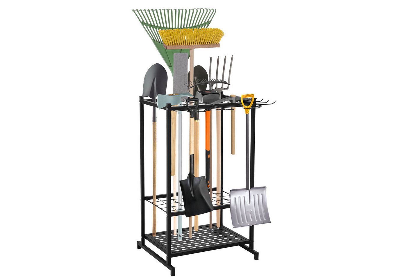 GarveeMore Ablageelement Freistehendes Schwerlast Werkzeugregal mit 3 Ablagen und Haken Bild 2
