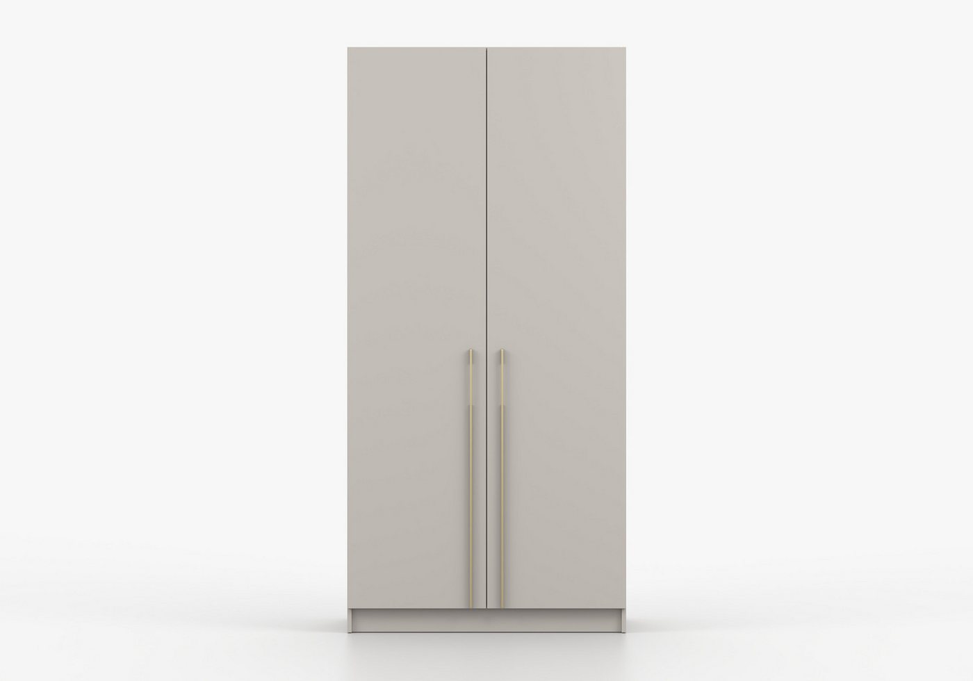 MOEBLO Drehtürenschrank Glamy 2D (Kleiderschrank 2D - 100 cm - moderner Drehtürenschrank mit goldfarbenen Griffen, Kleiderstange und Einlegeböden) (BxHxT): 100x210x57 cm