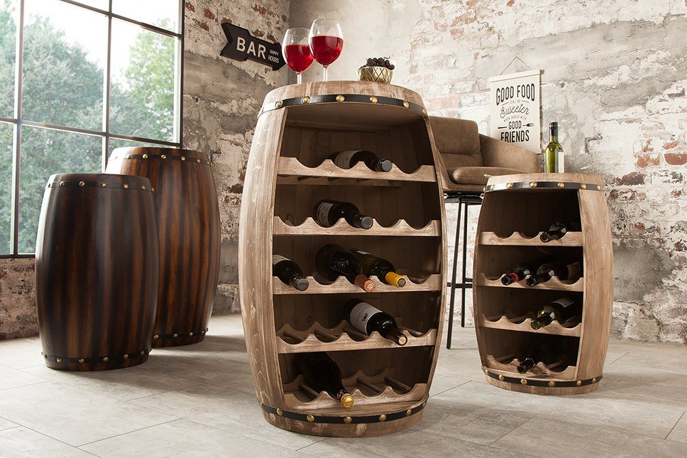 riess-ambiente Weinregal BODEGA 80cm natur, Einzelartikel 1-tlg., Holz · Flaschen · Fass · Pinie