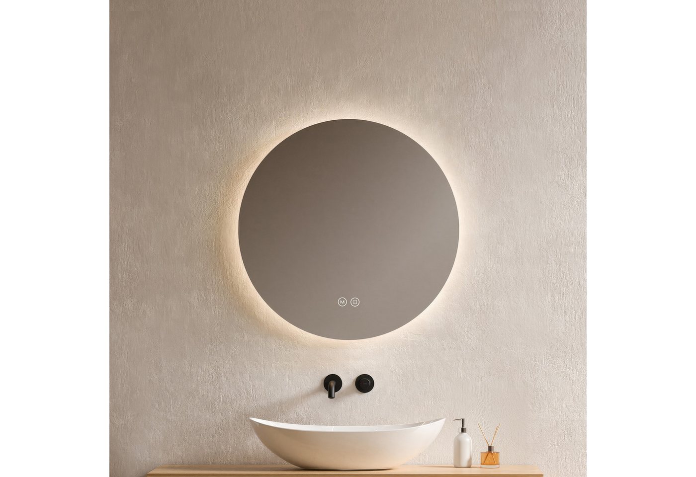 EMKE Badspiegel Badspiegel Rund mit Beleuchtung LED Badezimmerspiegel Wandspiegel, 3 Farben des Lichts, Dimmbar, Intelligenter Touchschalter Bild 2