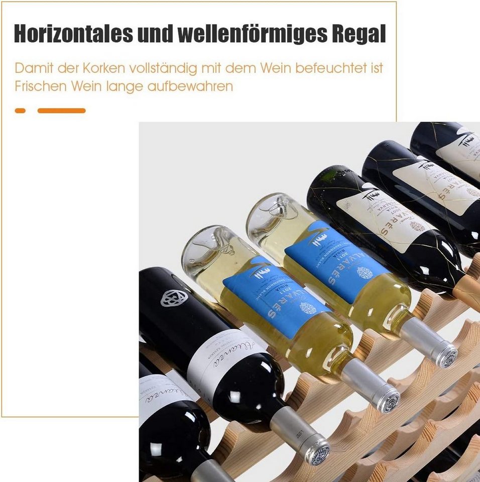 COSTWAY Weinregal, stapelbar Massivholz, für 72 Flaschen, 119x29x72cm
