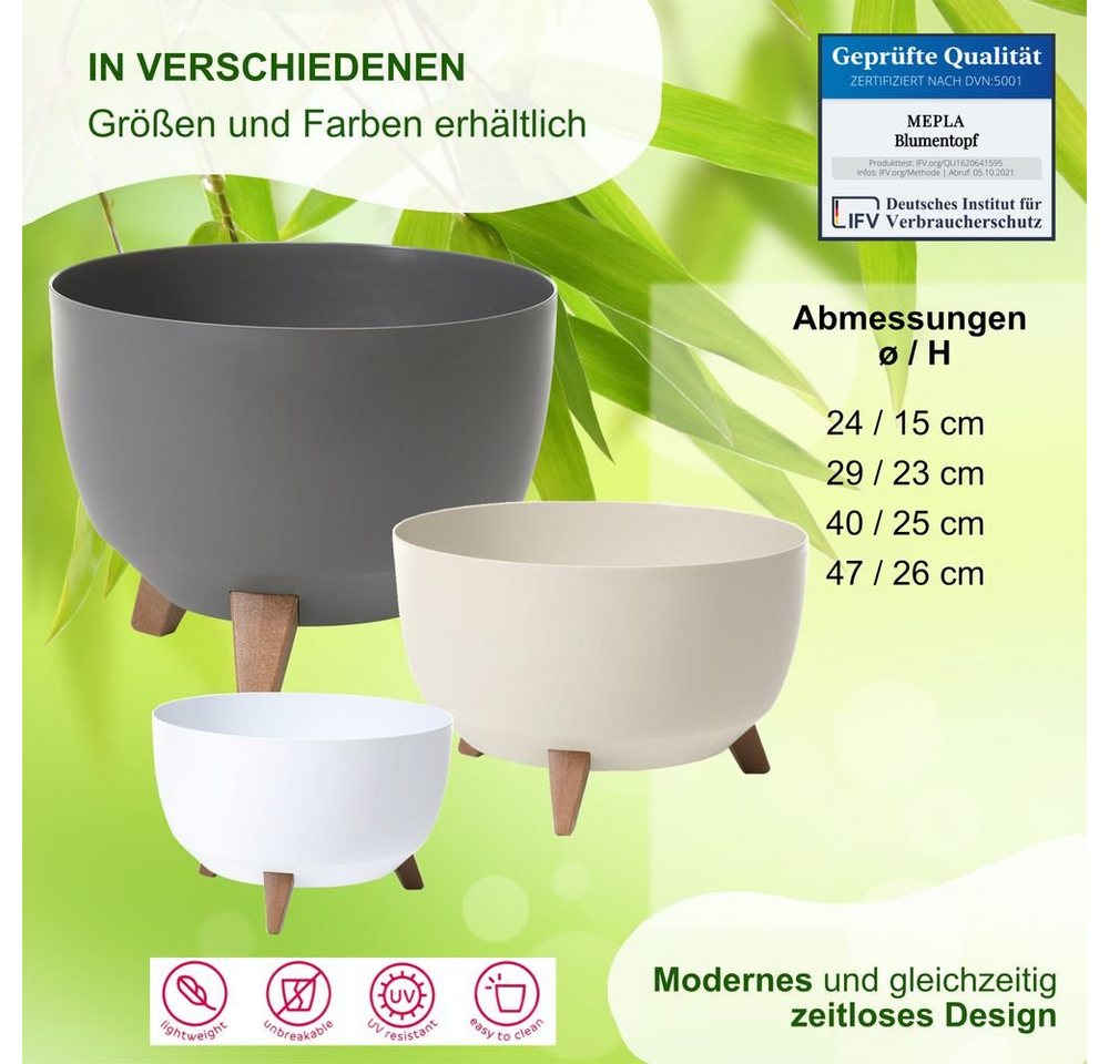 Heimwerkercenter Pflanzschale MePla - Schale Roma - wetterfestes Pflanzgefäßø24cm - creme