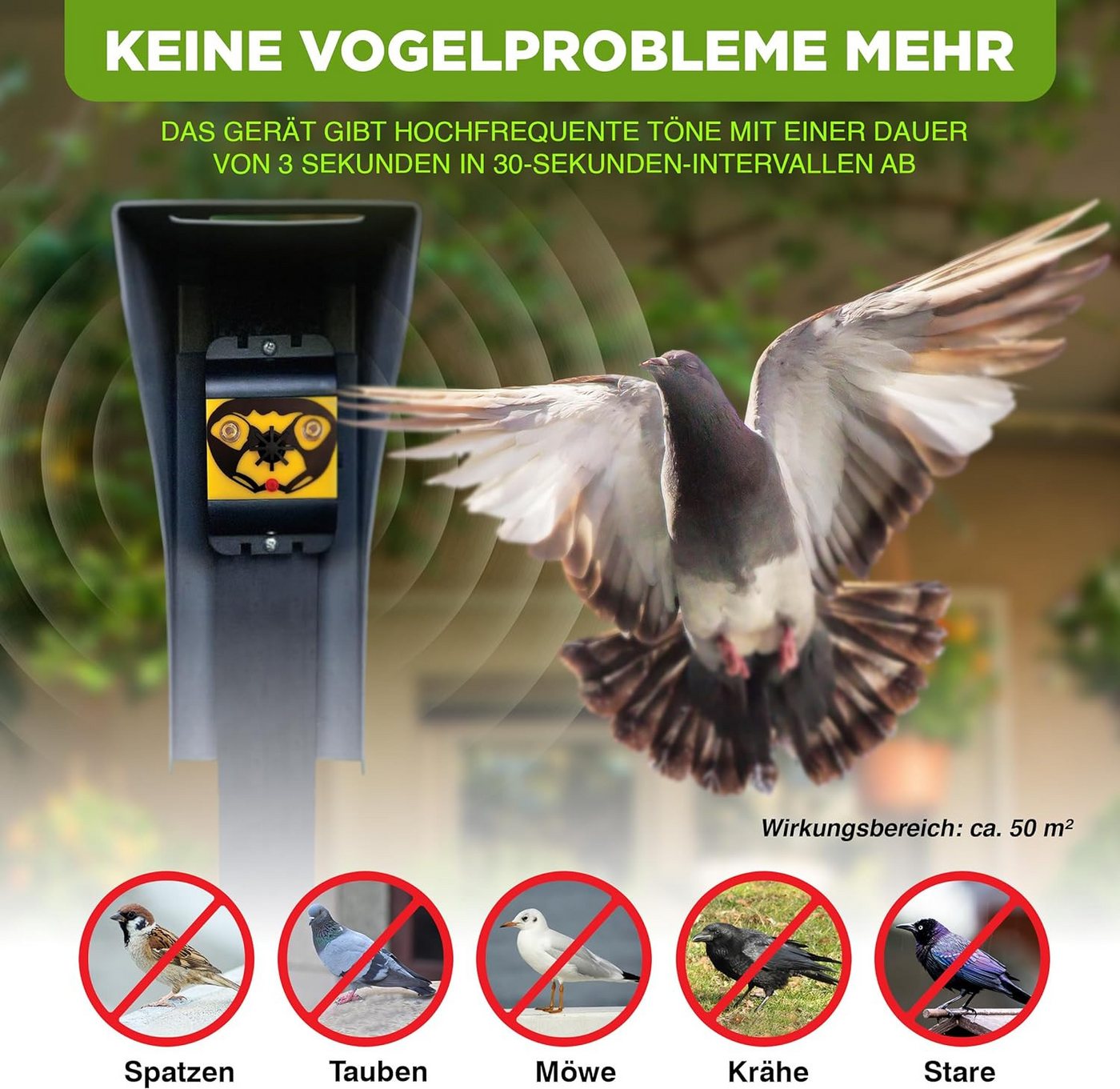 ISOTRONIC Ultraschall-Tierabwehr Vogelabwehr batteriebetrieben, 2-tlg. Bild 2